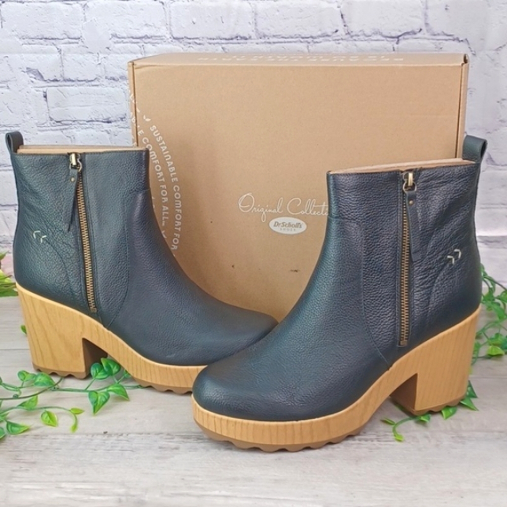 Dr. Scholl's Win Over Zipper Platform Ankle Boots NIB